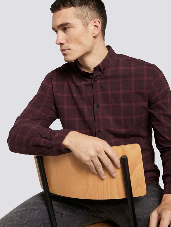Kariertes Stretch Hemd - Männer - burgundy black check Kariertes Stretch Hemd - Männer - burgundy black check - 9 - TOM TAILOR