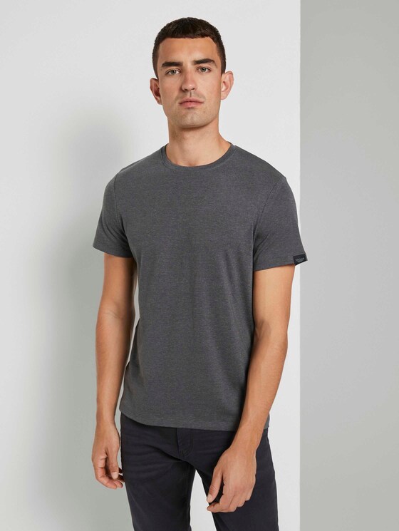 Basic T-shirt - Mannen - Dark Grey Melange Basic T-shirt - Mannen - Dark Grey Melange - 1 - TOM TAILOR
