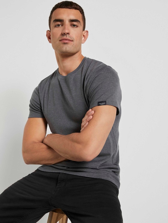Basic T-shirt - Mannen - Dark Grey Melange Basic T-shirt - Mannen - Dark Grey Melange - 5 - TOM TAILOR