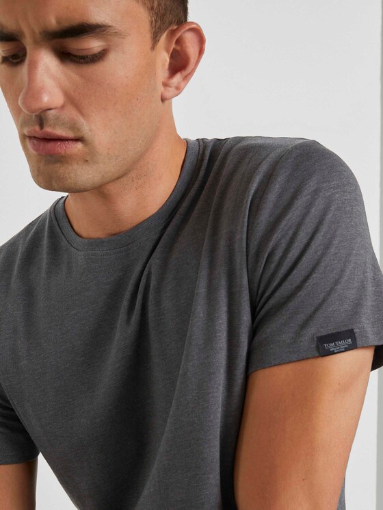 Basic T-shirt - Mannen - Dark Grey Melange Basic T-shirt - Mannen - Dark Grey Melange - 9 - TOM TAILOR
