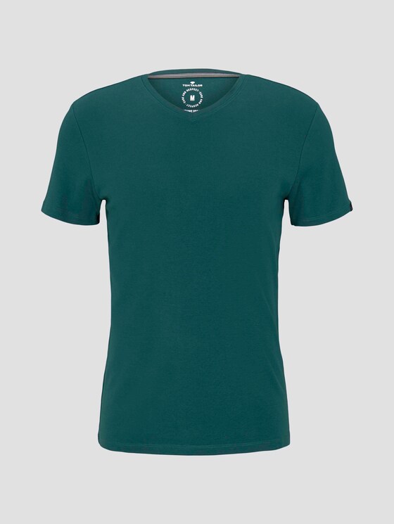 Basic Shirt mit V-Ausschnitt - Männer - Stroke Green Basic Shirt mit V-Ausschnitt - Männer - Stroke Green - 7 - TOM TAILOR