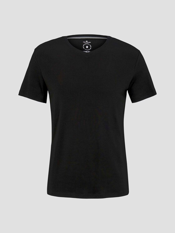 Basic Shirt mit V-Ausschnitt - Männer - Black Basic Shirt mit V-Ausschnitt - Männer - Black - 7 - TOM TAILOR