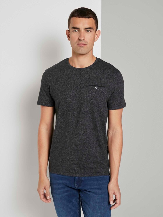 Gemustertes T-Shirt - Männer - Black Gemustertes T-Shirt - Männer - Black - 1 - TOM TAILOR