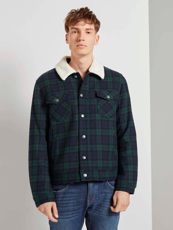 Karierte Trucker Wolljacke - Männer - Classical Bottle Tartan Check Karierte Trucker Wolljacke - Männer - Classical Bottle Tartan Check - 1 - TOM TAILOR Denim