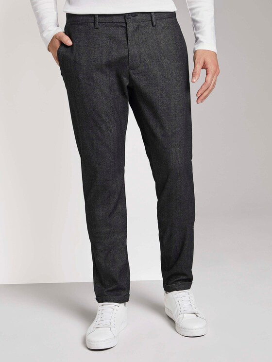 Fein strukturierte Chino Hose - Männer - dark grey structure Fein strukturierte Chino Hose - Männer - dark grey structure - 1 - TOM TAILOR