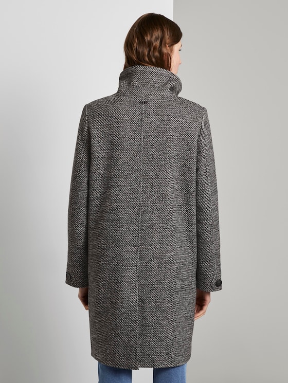 Mantel aus Tweed mit Stehkragen - Frauen - black white structure twill Mantel aus Tweed mit Stehkragen - Frauen - black white structure twill - 2 - TOM TAILOR