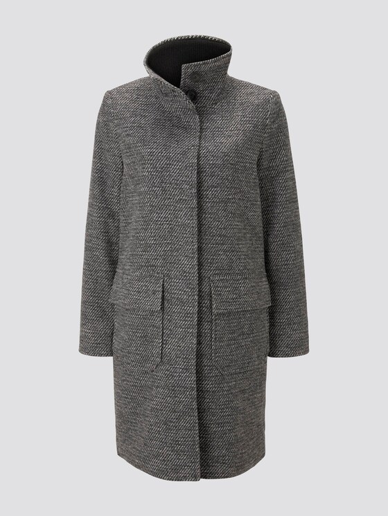 Mantel aus Tweed mit Stehkragen - Frauen - black white structure twill Mantel aus Tweed mit Stehkragen - Frauen - black white structure twill - 7 - TOM TAILOR