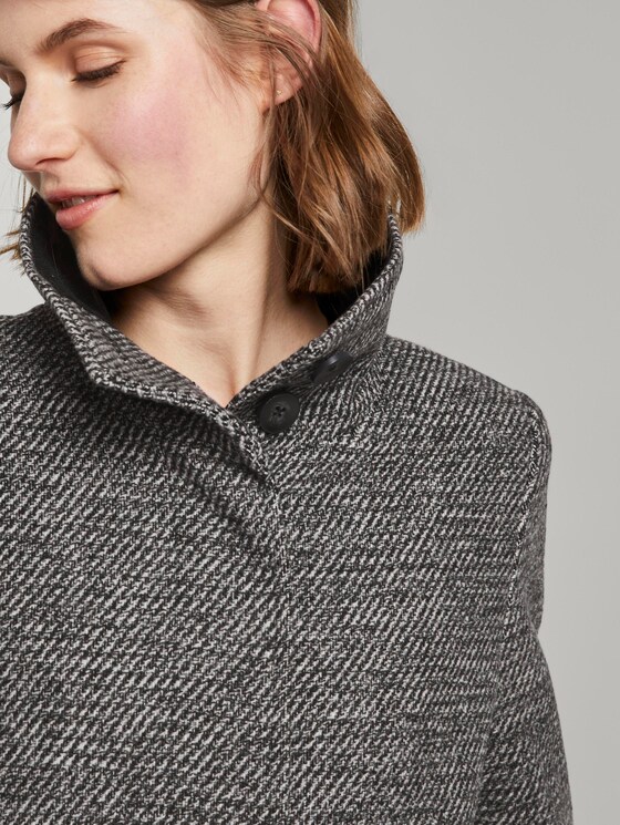 Mantel aus Tweed mit Stehkragen - Frauen - black white structure twill Mantel aus Tweed mit Stehkragen - Frauen - black white structure twill - 9 - TOM TAILOR