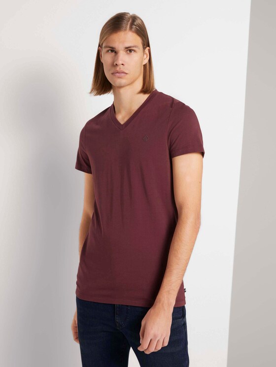 T-Shirt mit V-Ausschnitt - Männer - Decadent Bordeaux T-Shirt mit V-Ausschnitt - Männer - Decadent Bordeaux - 1 - TOM TAILOR Denim