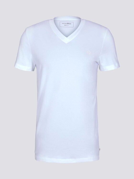 T-Shirt mit V-Ausschnitt - Männer - White T-Shirt mit V-Ausschnitt - Männer - White - 7 - TOM TAILOR Denim