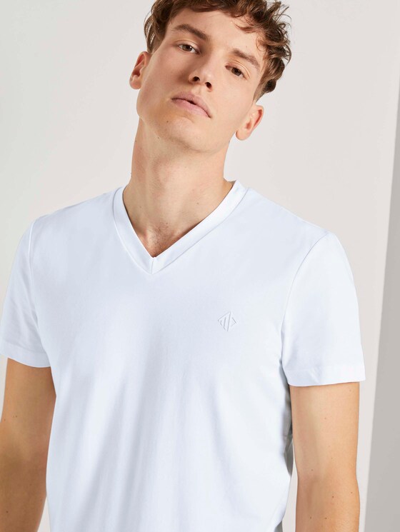T-Shirt mit V-Ausschnitt - Männer - White T-Shirt mit V-Ausschnitt - Männer - White - 9 - TOM TAILOR Denim