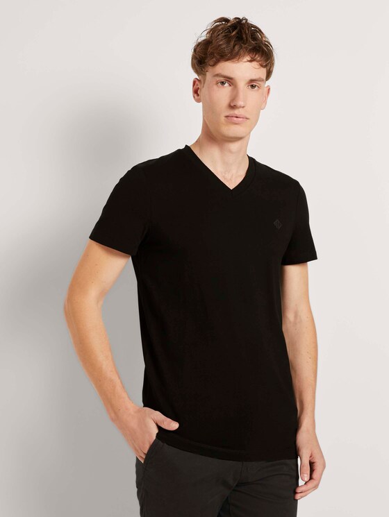 T-Shirt mit V-Ausschnitt - Männer - Black T-Shirt mit V-Ausschnitt - Männer - Black - 1 - TOM TAILOR Denim