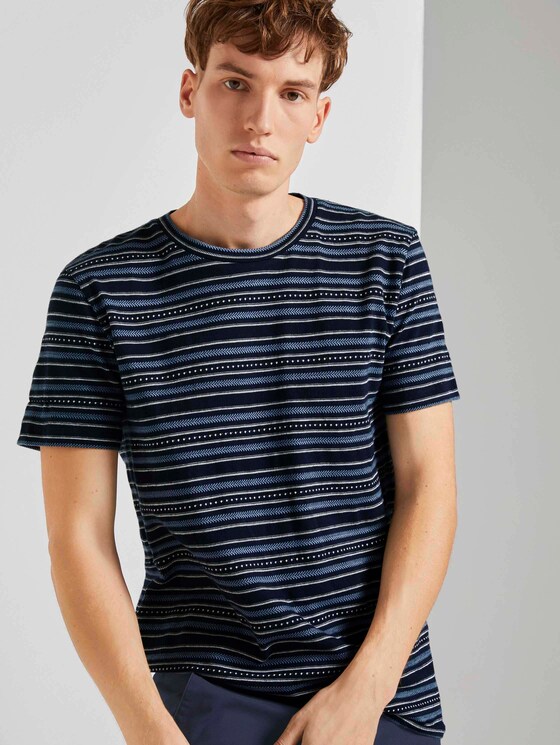 T-Shirt mit Streifenmuster - Männer - navy stripe mix jacquard T-Shirt mit Streifenmuster - Männer - navy stripe mix jacquard - 5 - TOM TAILOR Denim