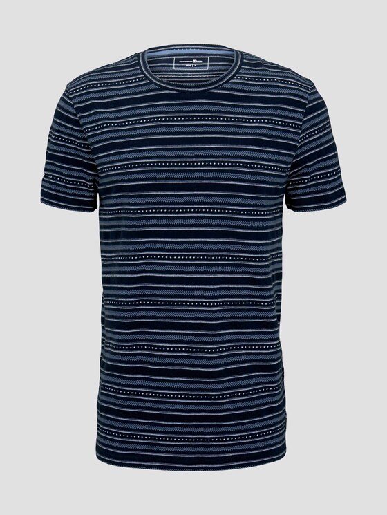 T-Shirt mit Streifenmuster - Männer - navy stripe mix jacquard T-Shirt mit Streifenmuster - Männer - navy stripe mix jacquard - 7 - TOM TAILOR Denim