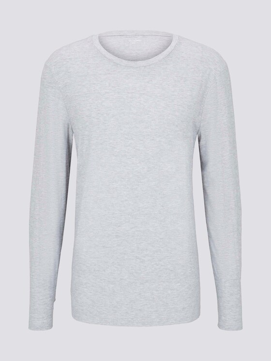 Shirt met lange mouwen en streeptextuur - Mannen - Light Stone Grey Melange Shirt met lange mouwen en streeptextuur - Mannen - Light Stone Grey Melange - 7 - TOM TAILOR Denim