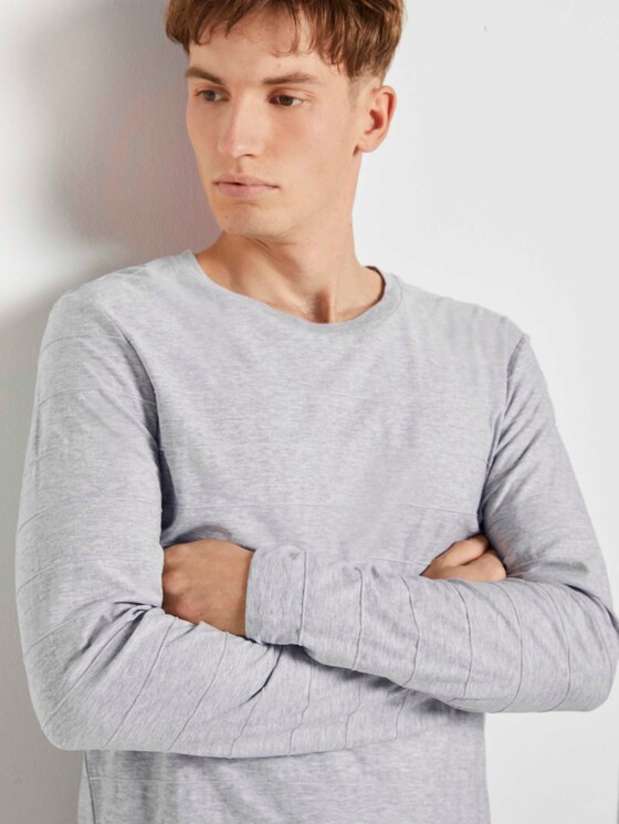 Shirt met lange mouwen en streeptextuur - Mannen - Light Stone Grey Melange Shirt met lange mouwen en streeptextuur - Mannen - Light Stone Grey Melange - 9 - TOM TAILOR Denim