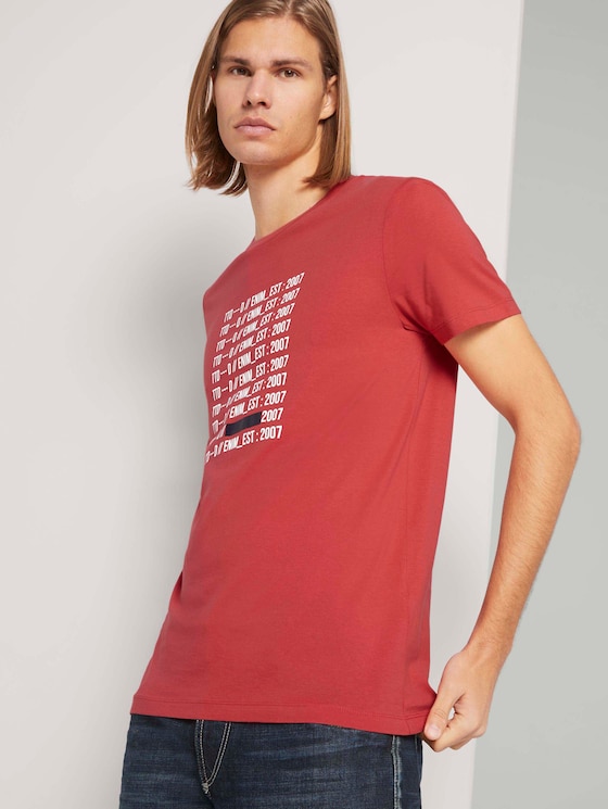 T-shirt met print met biologisch katoen - Mannen - Normal Red T-shirt met print met biologisch katoen - Mannen - Normal Red - 5 - TOM TAILOR Denim