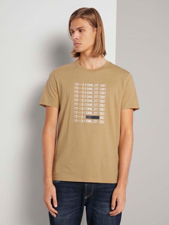 Print T-Shirt mit Bio-Baumwolle - Männer - lark beige Print T-Shirt mit Bio-Baumwolle - Männer - lark beige - 1 - TOM TAILOR Denim