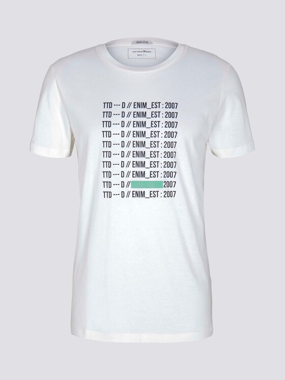 Print T-Shirt mit Bio-Baumwolle - Männer - Wool White Print T-Shirt mit Bio-Baumwolle - Männer - Wool White - 7 - TOM TAILOR Denim