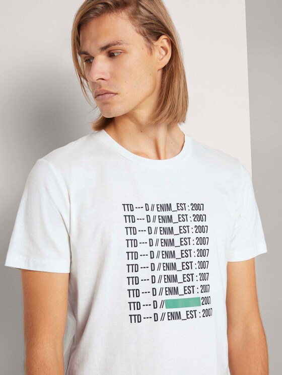 Print T-Shirt mit Bio-Baumwolle - Männer - Wool White Print T-Shirt mit Bio-Baumwolle - Männer - Wool White - 9 - TOM TAILOR Denim