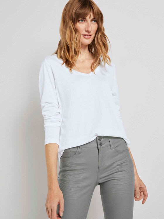 Langarmshirt mit V-Ausschnitt - Frauen - Whisper White Langarmshirt mit V-Ausschnitt - Frauen - Whisper White - 5 - TOM TAILOR