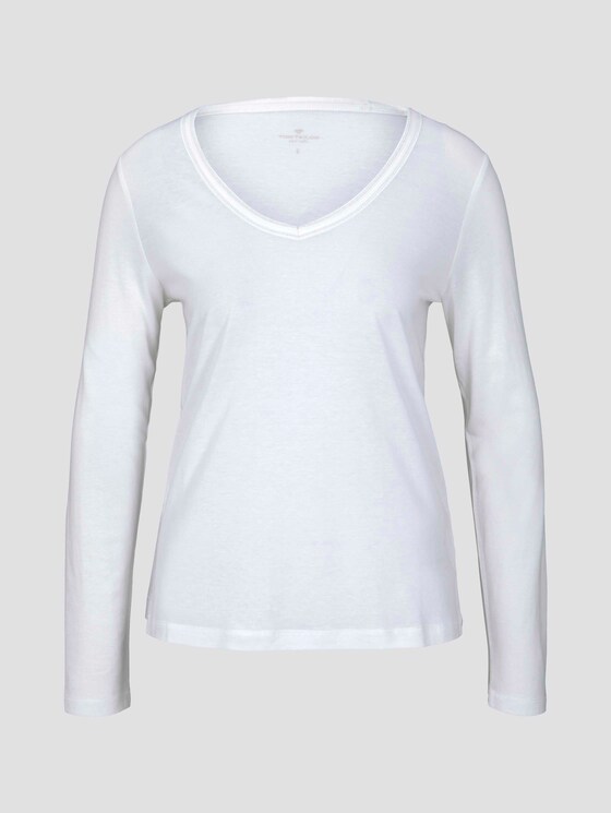 Langarmshirt mit V-Ausschnitt - Frauen - Whisper White Langarmshirt mit V-Ausschnitt - Frauen - Whisper White - 7 - TOM TAILOR