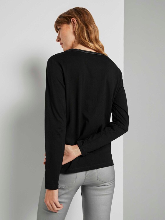 Langarmshirt mit V-Ausschnitt - Frauen - Deep Black Langarmshirt mit V-Ausschnitt - Frauen - Deep Black - 2 - TOM TAILOR