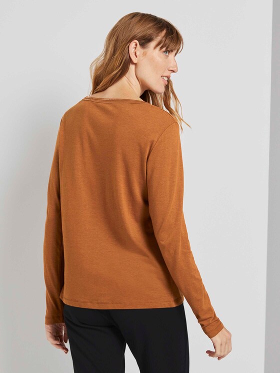 Langarmshirt mit V-Ausschnitt - Frauen - tawny brown Langarmshirt mit V-Ausschnitt - Frauen - tawny brown - 2 - TOM TAILOR