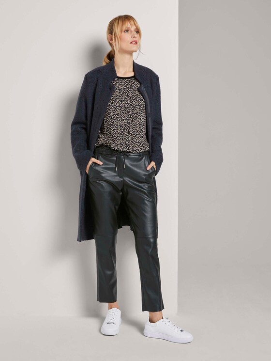 Shirt mit Rippbündchen im Materialmix - Frauen - black tree design Shirt mit Rippbündchen im Materialmix - Frauen - black tree design - 3 - TOM TAILOR