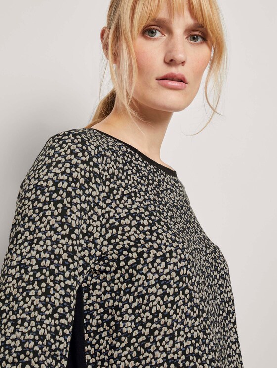 Shirt mit Rippbündchen im Materialmix - Frauen - black tree design Shirt mit Rippbündchen im Materialmix - Frauen - black tree design - 9 - TOM TAILOR