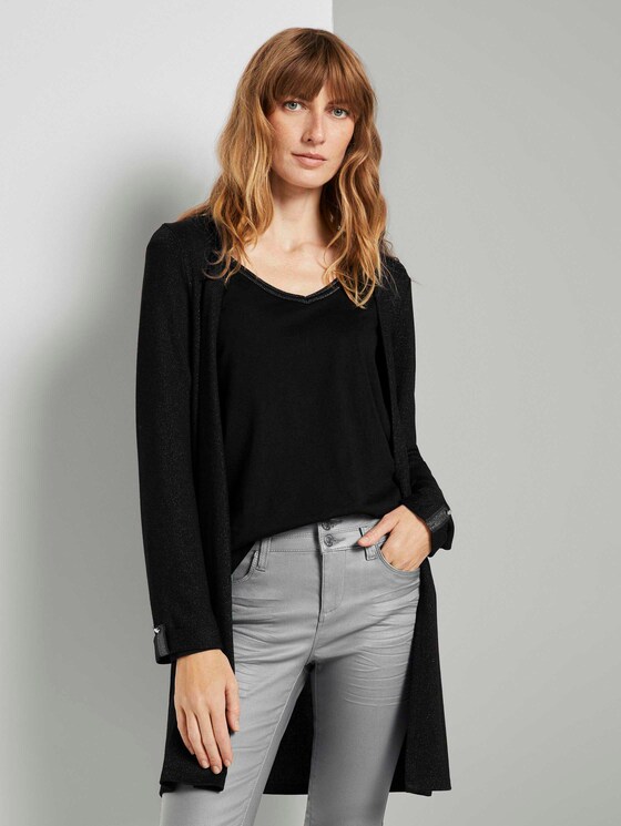 Glitzer Shrit Cardigan - Frauen - Deep Black Glitzer Shrit Cardigan - Frauen - Deep Black - 1 - TOM TAILOR