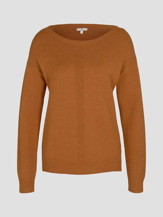 Strickpullover mit U-Boot Ausschnitt - Frauen - tawny brown melange Strickpullover mit U-Boot Ausschnitt - Frauen - tawny brown melange - 7 - TOM TAILOR