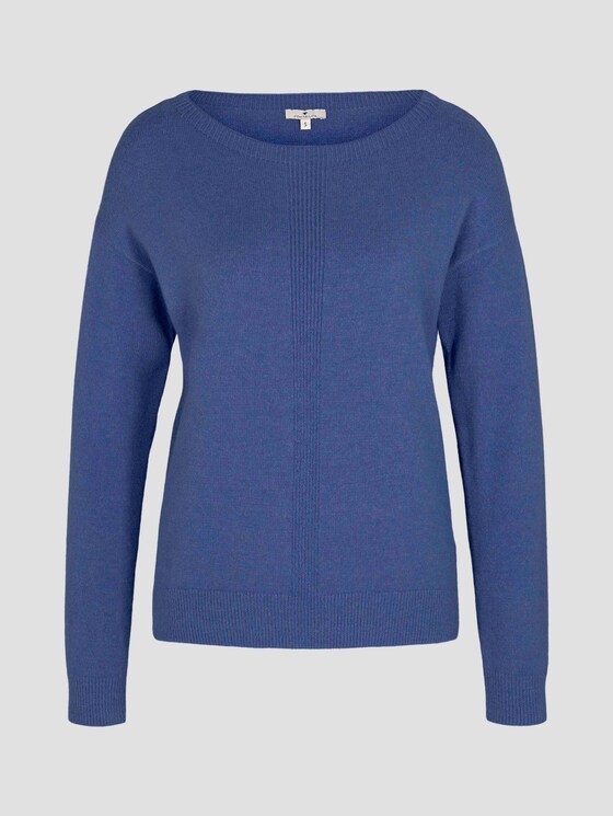 Strickpullover mit U-Boot Ausschnitt - Frauen - blueberry blue melange Strickpullover mit U-Boot Ausschnitt - Frauen - blueberry blue melange - 7 - TOM TAILOR