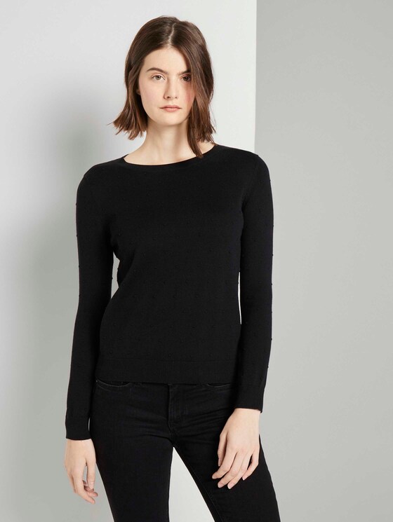 Gepunkteter Strickpullover - Frauen - Deep Black Gepunkteter Strickpullover - Frauen - Deep Black - 1 - TOM TAILOR Denim
