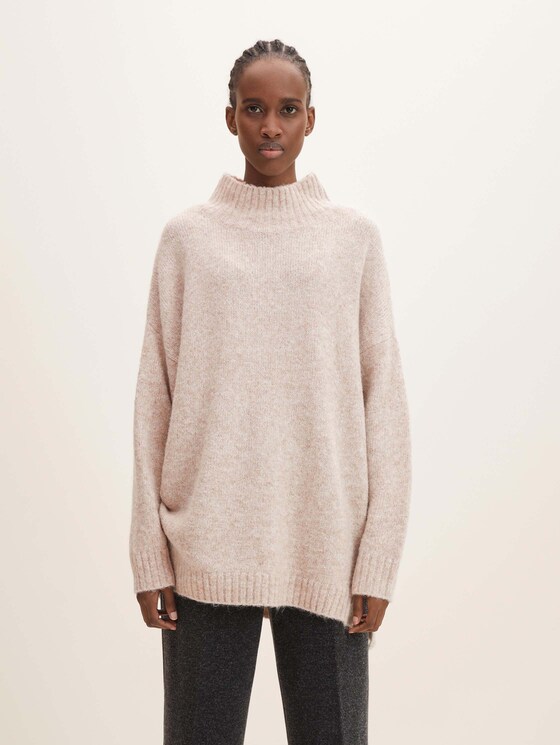 Langer Stehkragen Pullover - Frauen - cozy beige melange Langer Stehkragen Pullover - Frauen - cozy beige melange - 1 - TOM TAILOR Denim