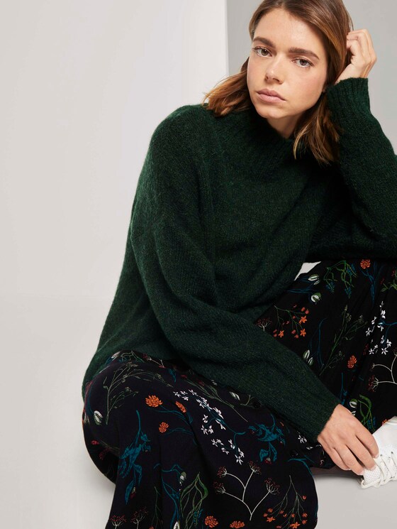 Langer Stehkragen Pullover - Frauen - deep green melange Langer Stehkragen Pullover - Frauen - deep green melange - 10 - TOM TAILOR Denim