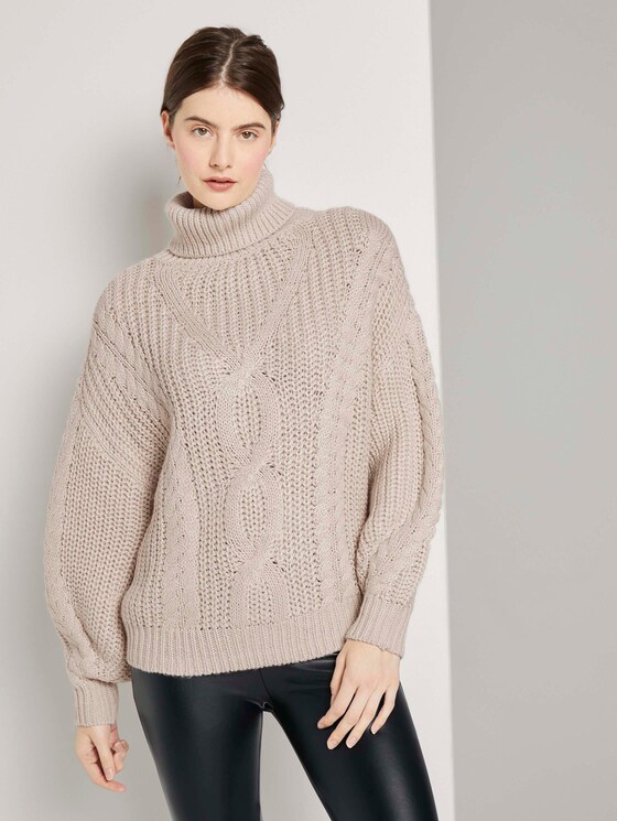 Rollkragenpullover mit Strickmuster - Frauen - soft beige Rollkragenpullover mit Strickmuster - Frauen - soft beige - 1 - TOM TAILOR Denim