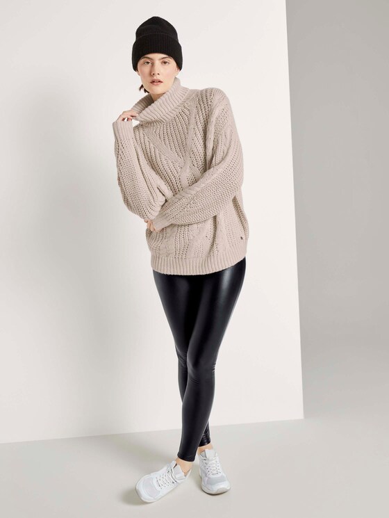 Rollkragenpullover mit Strickmuster - Frauen - soft beige Rollkragenpullover mit Strickmuster - Frauen - soft beige - 3 - TOM TAILOR Denim