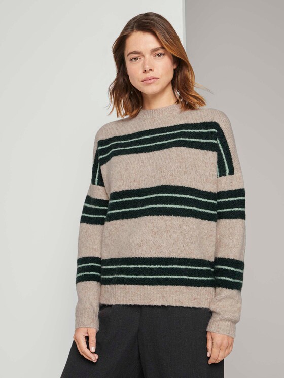 Gestreepte trui - Vrouwen - beige green stripe Gestreepte trui - Vrouwen - beige green stripe - 1 - TOM TAILOR Denim