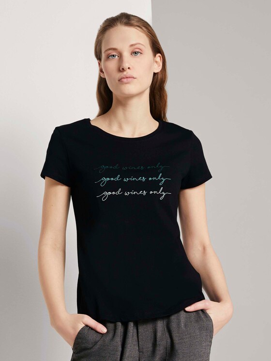 T-Shirt mit Stickerei - Frauen - Deep Black T-Shirt mit Stickerei - Frauen - Deep Black - 1 - TOM TAILOR Denim