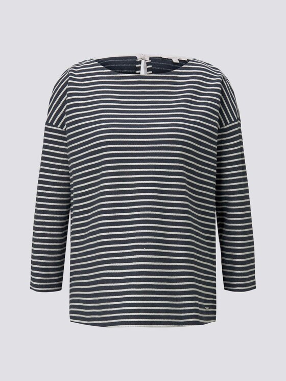 Gestreiftes Shirt mit Schleifendetail - Frauen - blue melange white stripe Gestreiftes Shirt mit Schleifendetail - Frauen - blue melange white stripe - 7 - TOM TAILOR Denim