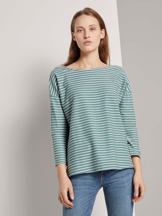 Gestreiftes Shirt mit Schleifendetail - Frauen - mint structure stripe Gestreiftes Shirt mit Schleifendetail - Frauen - mint structure stripe - 1 - TOM TAILOR Denim