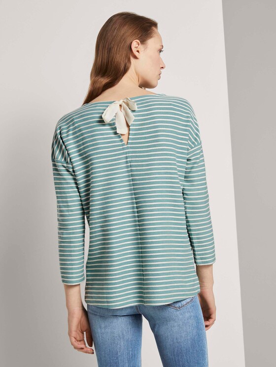 Gestreiftes Shirt mit Schleifendetail - Frauen - mint structure stripe Gestreiftes Shirt mit Schleifendetail - Frauen - mint structure stripe - 2 - TOM TAILOR Denim