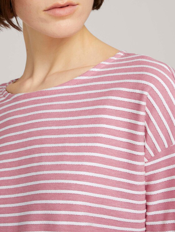 Gestreiftes Shirt mit Schleifendetail - Frauen - white rose mealnge stripe Gestreiftes Shirt mit Schleifendetail - Frauen - white rose mealnge stripe - 9 - TOM TAILOR Denim