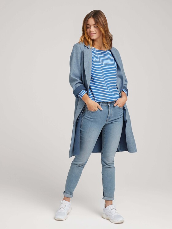 Gestreiftes Shirt mit Schleifendetail - Frauen - mid blue melange white stripe Gestreiftes Shirt mit Schleifendetail - Frauen - mid blue melange white stripe - 3 - TOM TAILOR Denim