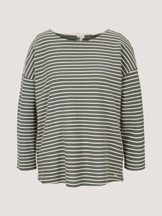Gestreiftes Shirt mit Schleifendetail - Frauen - pine green melange stripe Gestreiftes Shirt mit Schleifendetail - Frauen - pine green melange stripe - 7 - TOM TAILOR Denim