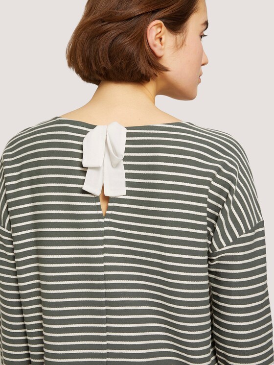 Gestreiftes Shirt mit Schleifendetail - Frauen - pine green melange stripe Gestreiftes Shirt mit Schleifendetail - Frauen - pine green melange stripe - 9 - TOM TAILOR Denim