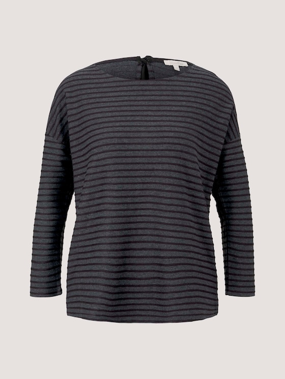 Gestreiftes Shirt mit Schleifendetail - Frauen - black structure stripe Gestreiftes Shirt mit Schleifendetail - Frauen - black structure stripe - 7 - TOM TAILOR Denim