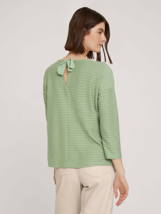 Gestreept shirt met strik detail - Vrouwen - green structure stripe Gestreept shirt met strik detail - Vrouwen - green structure stripe - 2 - TOM TAILOR Denim