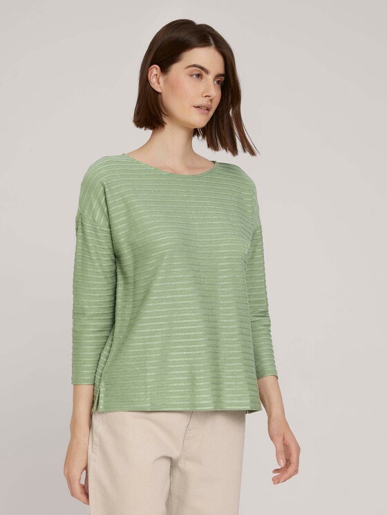 Gestreept shirt met strik detail - Vrouwen - green structure stripe Gestreept shirt met strik detail - Vrouwen - green structure stripe - 5 - TOM TAILOR Denim